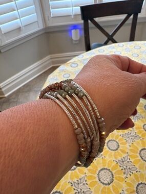 Scout Beaded Wrap Bracelet in Blush and Grey